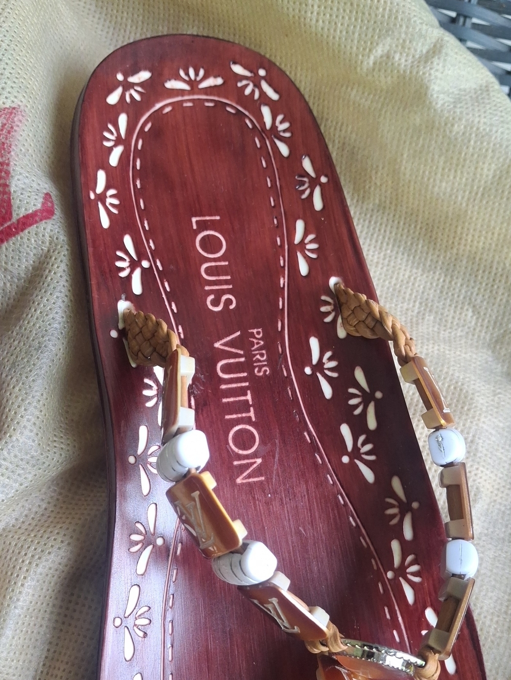 Fashion Inspired Brown and Tan rubber Beaded Thong Sandals - Picture 3 of 5
